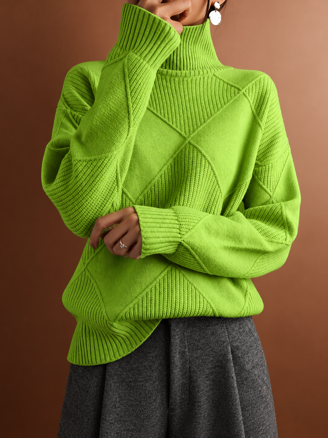 ELIZA & MAREN | TEXTURED TURTLENECK PULLOVER FOR WOMEN