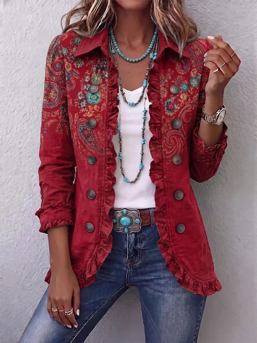 ELIZA & MAREN | BOHEMIAN PAISLEY RUFFLE JACKET FOR WOMEN