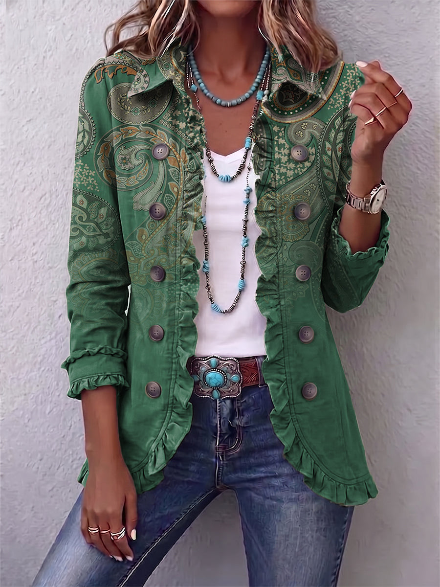 ELIZA & MAREN | GRADIENT PAISLEY RUFFLE JACKET FOR WOMEN