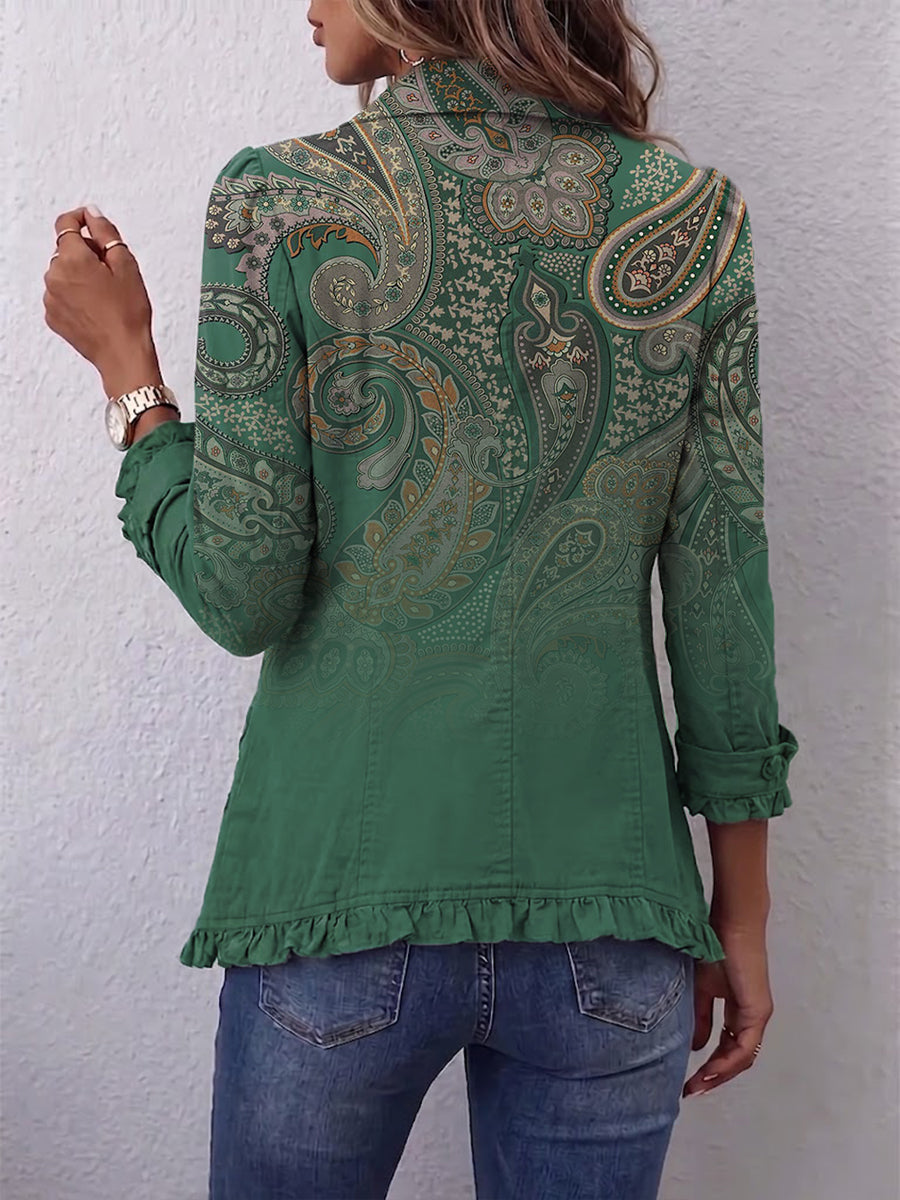 ELIZA & MAREN | GRADIENT PAISLEY RUFFLE JACKET FOR WOMEN