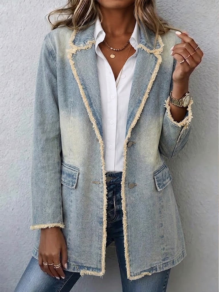 ELIZA & MAREN | RAW EDGE OVERSIZED BLAZER FOR WOMEN