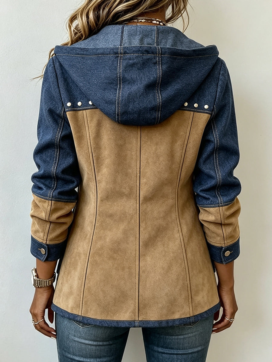 ELIZA & MAREN | CONTRAST PANEL HOODED JACKET FOR WOMEN