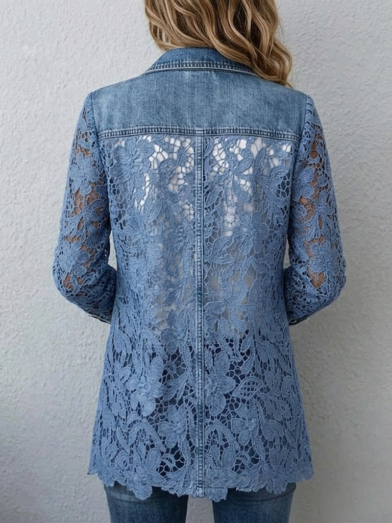 ELIZA & MAREN | FLORAL LACE PANEL BLAZER FOR WOMEN
