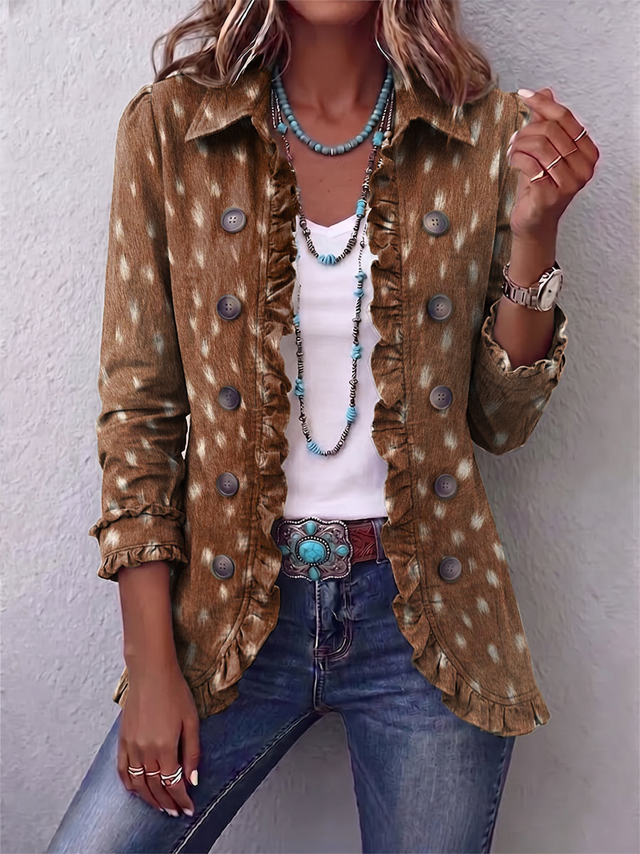 ELIZA & MAREN | DEER SPOT RUFFLE JACKET FOR WOMEN