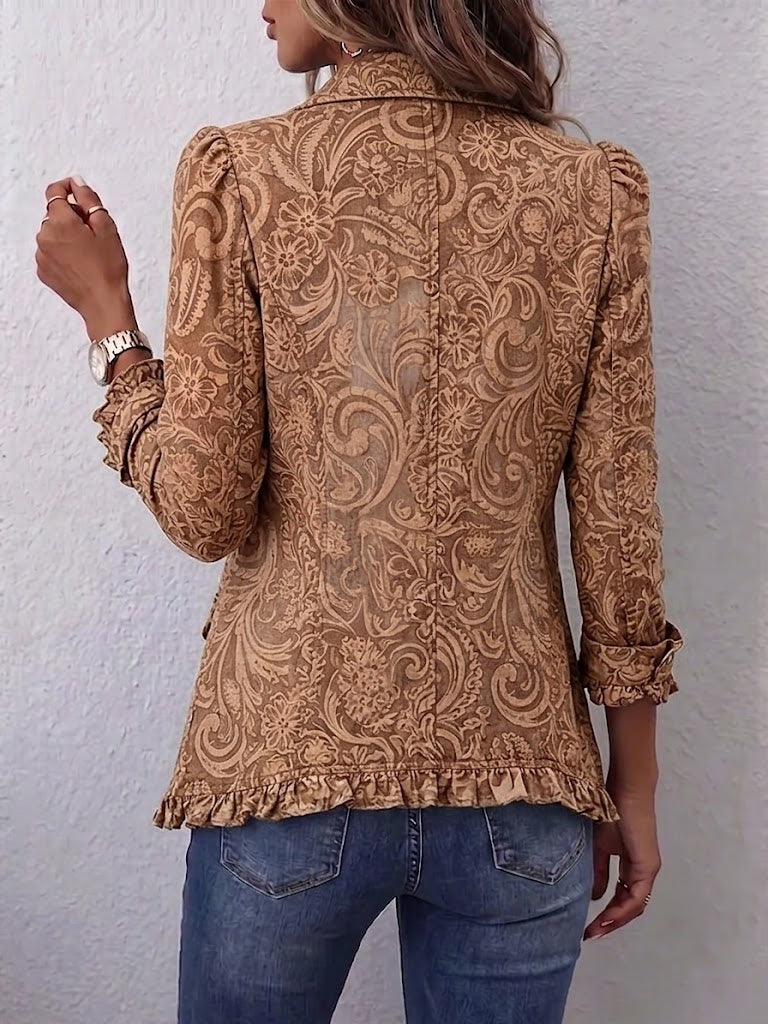 ELIZA & MAREN | WARM FLORAL RUFFLE JACKET FOR WOMEN