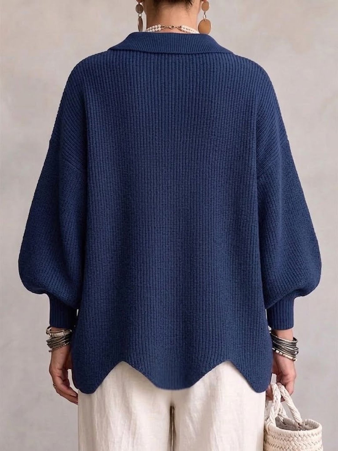 ELIZA & MAREN | OVERSIZED METAL BUTTON CARDIGAN FOR WOMEN