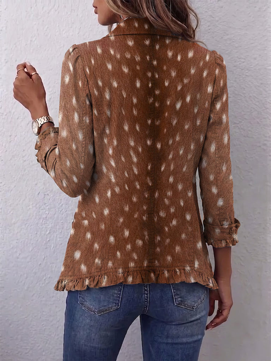 ELIZA & MAREN | DEER SPOT RUFFLE JACKET FOR WOMEN