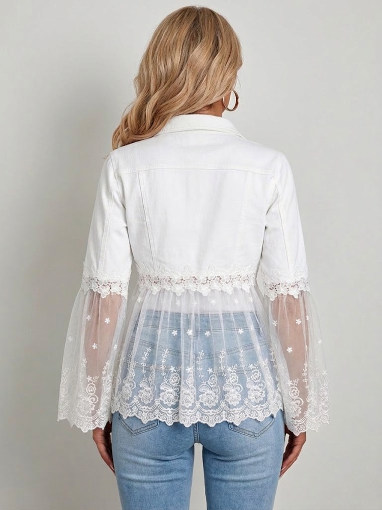 ELIZA & MAREN | LACE PANEL SHEER JACKET FOR WOMEN