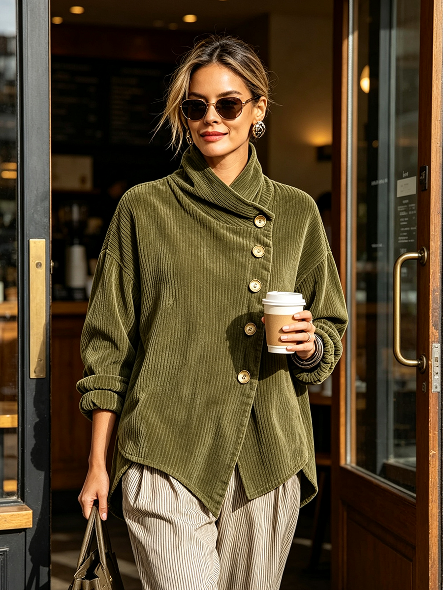 ELIZA & MAREN | CORDUROY BUTTON-UP TOP FOR WOMEN