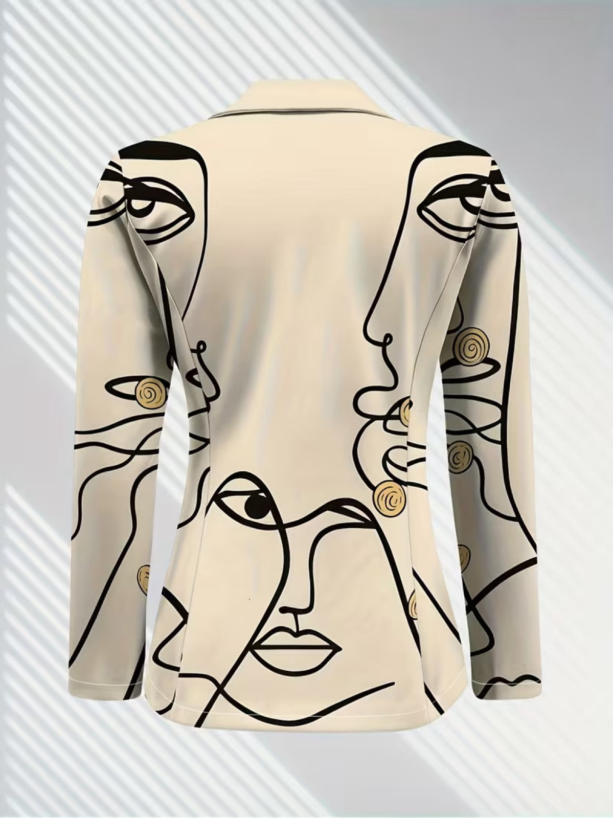 ELIZA & MAREN | IVORY LINE ART BLAZER FOR WOMEN