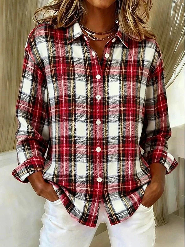 ELIZA & MAREN | VINTAGE PLAID BLOUSE FOR WOMEN