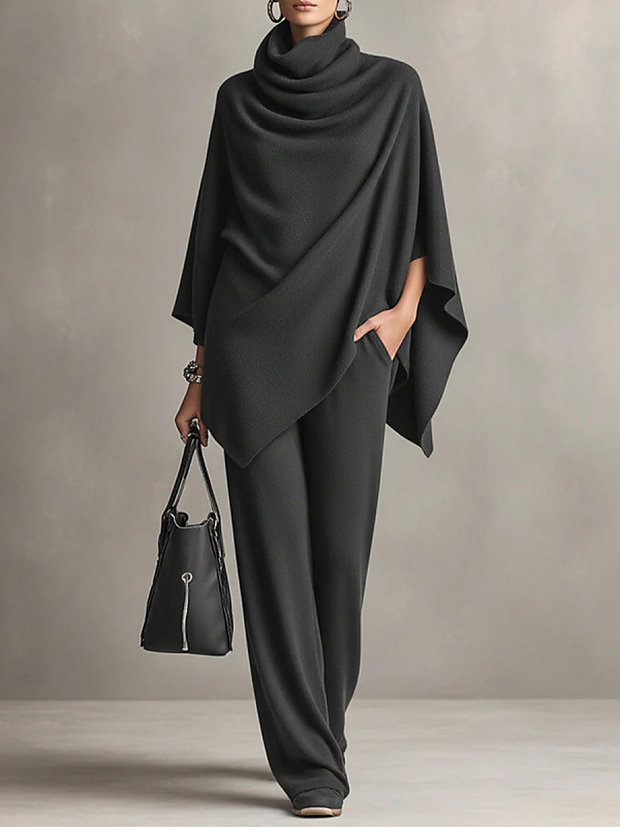 ELIZA & MAREN | VELVET CAPE PANTS SET FOR WOMEN