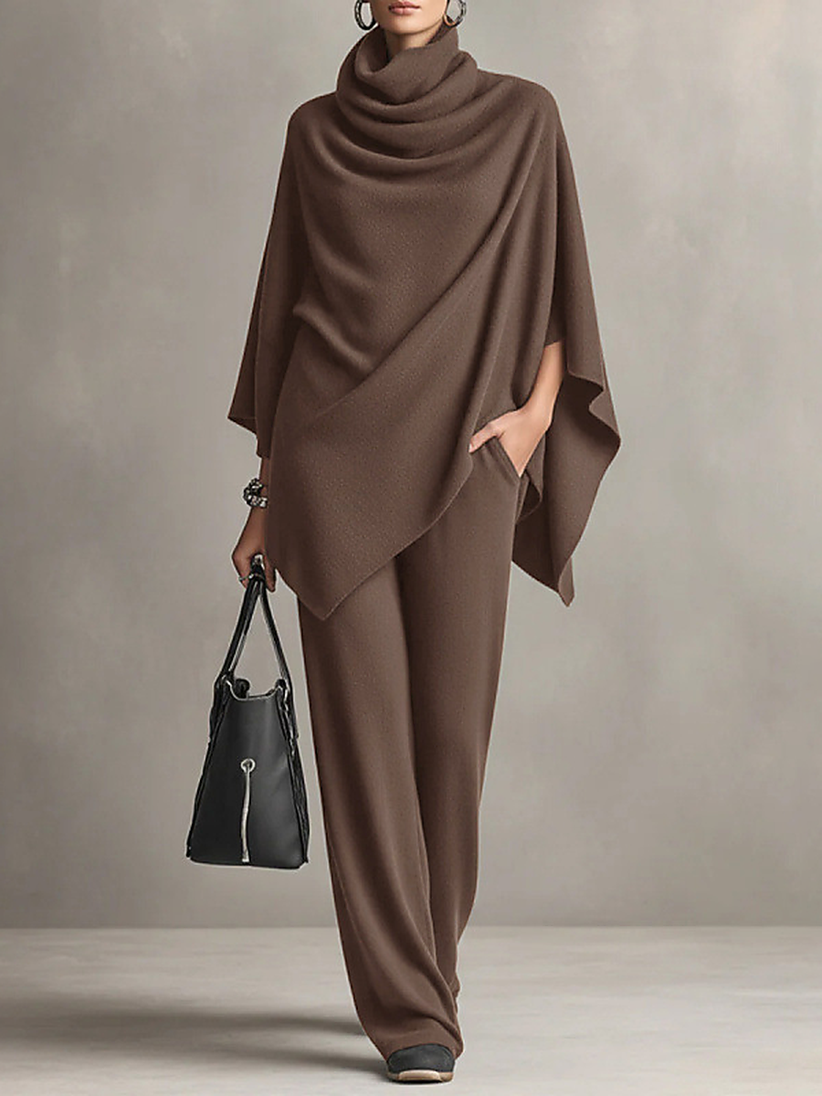 ELIZA & MAREN | VELVET CAPE PANTS SET FOR WOMEN