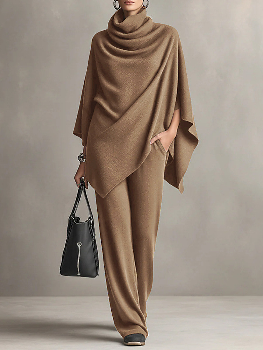 ELIZA & MAREN | VELVET CAPE PANTS SET FOR WOMEN