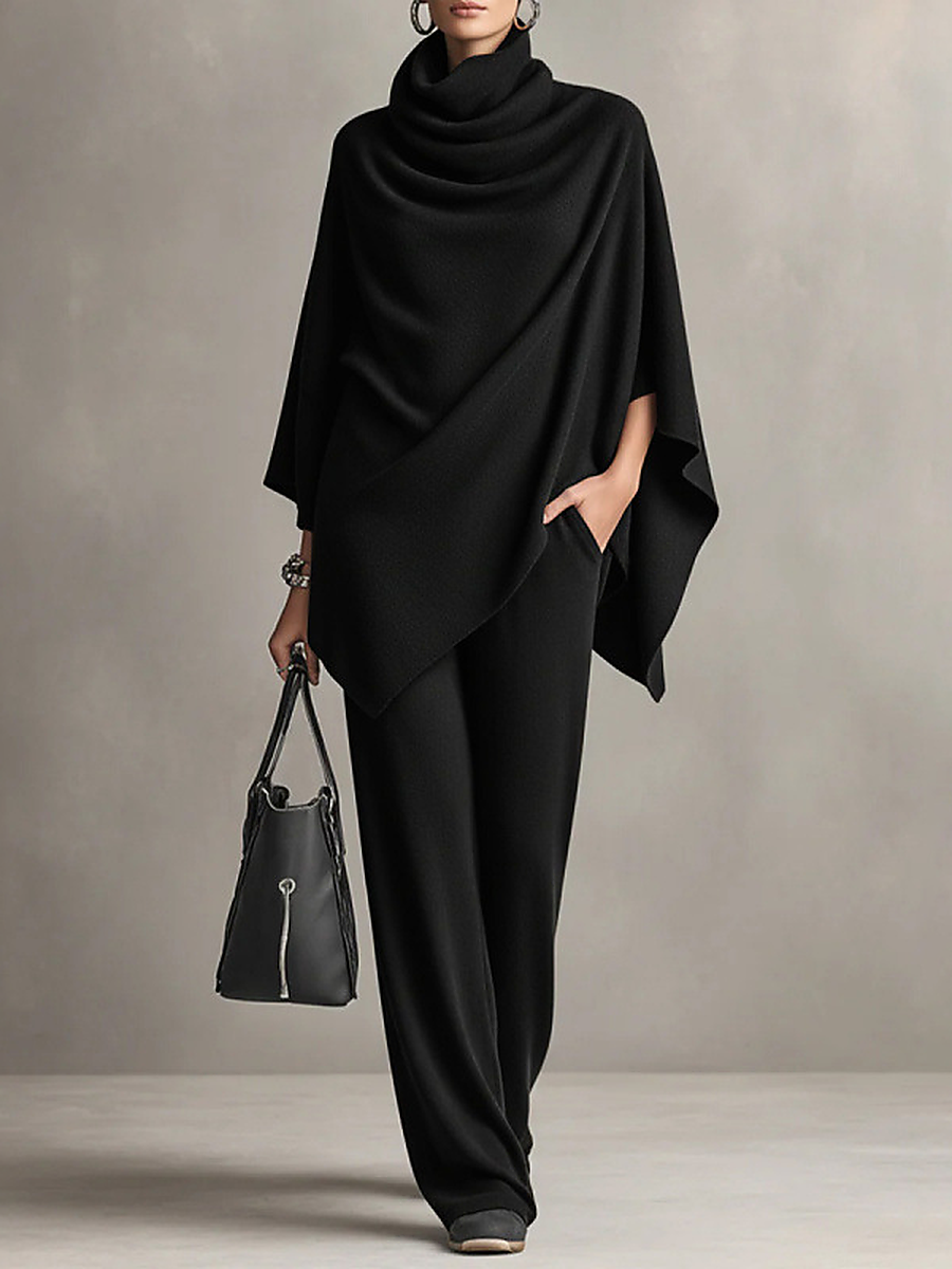 ELIZA & MAREN | VELVET CAPE PANTS SET FOR WOMEN