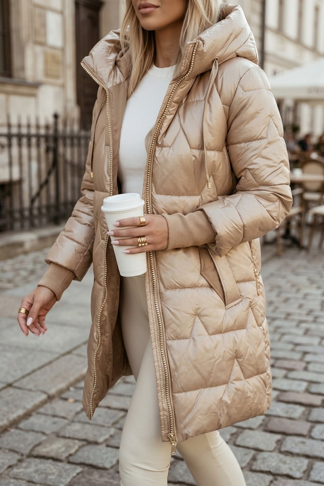 ELIZA & MAREN | HOODED LONGLINE PUFFER JACKET FOR WOMEN