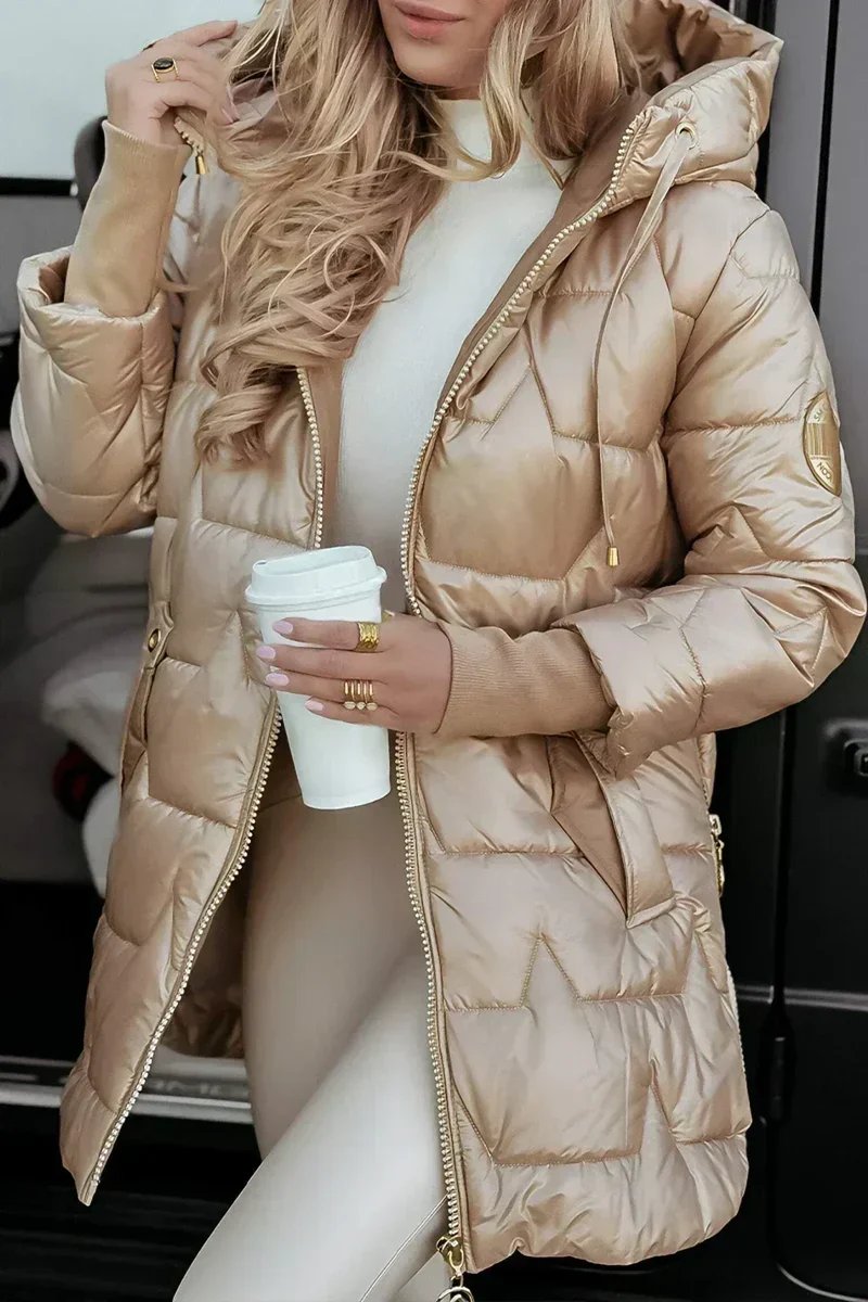 ELIZA & MAREN | HOODED LONGLINE PUFFER JACKET FOR WOMEN