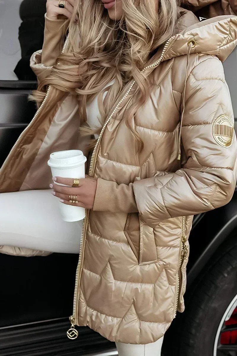 ELIZA & MAREN | HOODED LONGLINE PUFFER JACKET FOR WOMEN