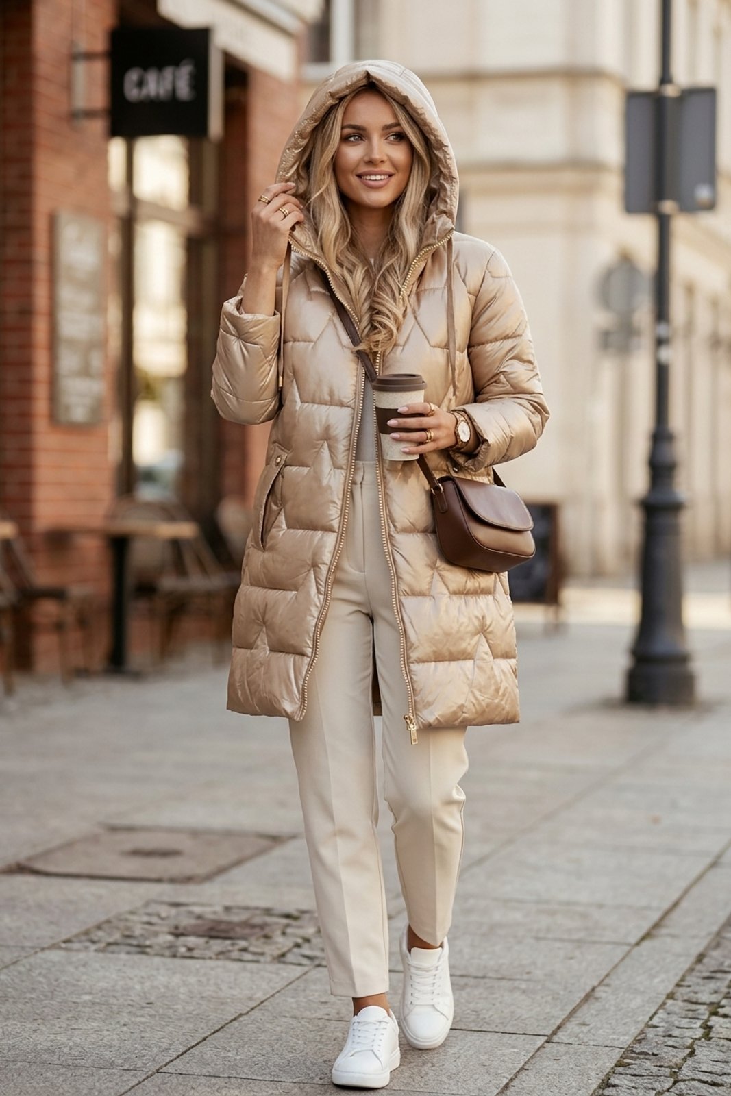 ELIZA & MAREN | HOODED LONGLINE PUFFER JACKET FOR WOMEN