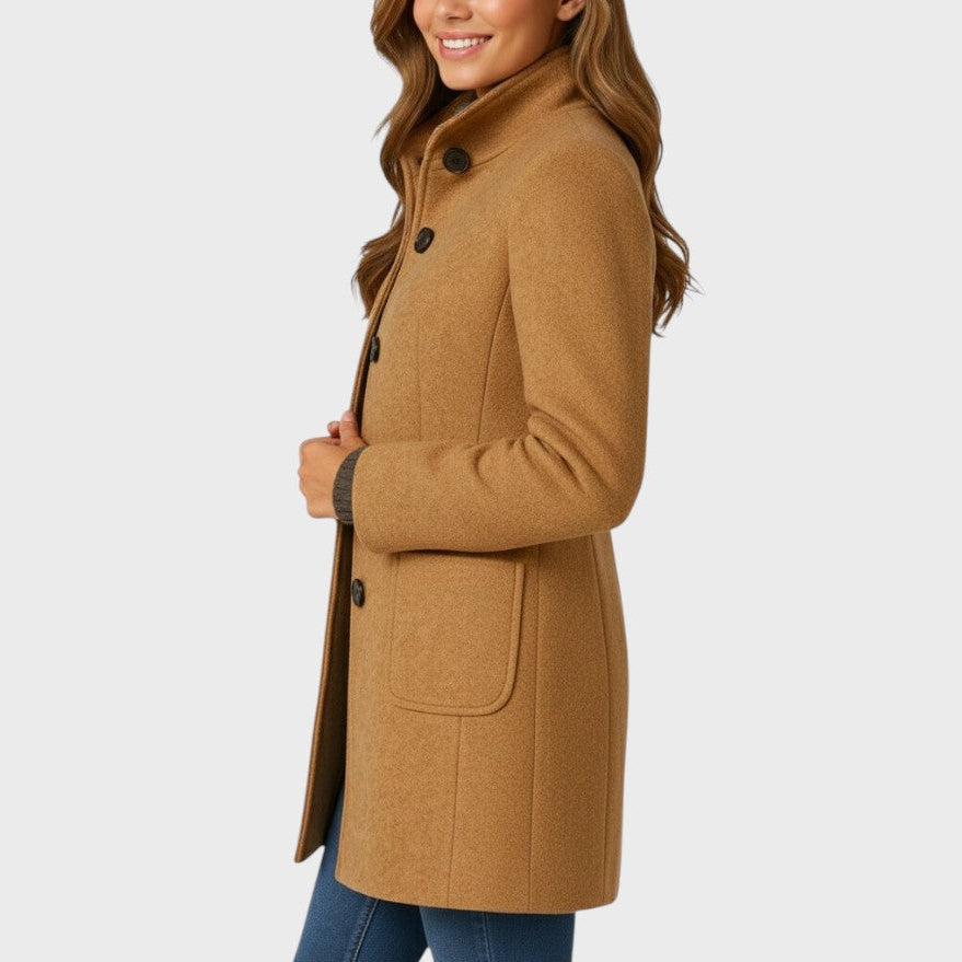 ELIZA & MAREN | STAND COLLAR BUTTON COAT FOR WOMEN