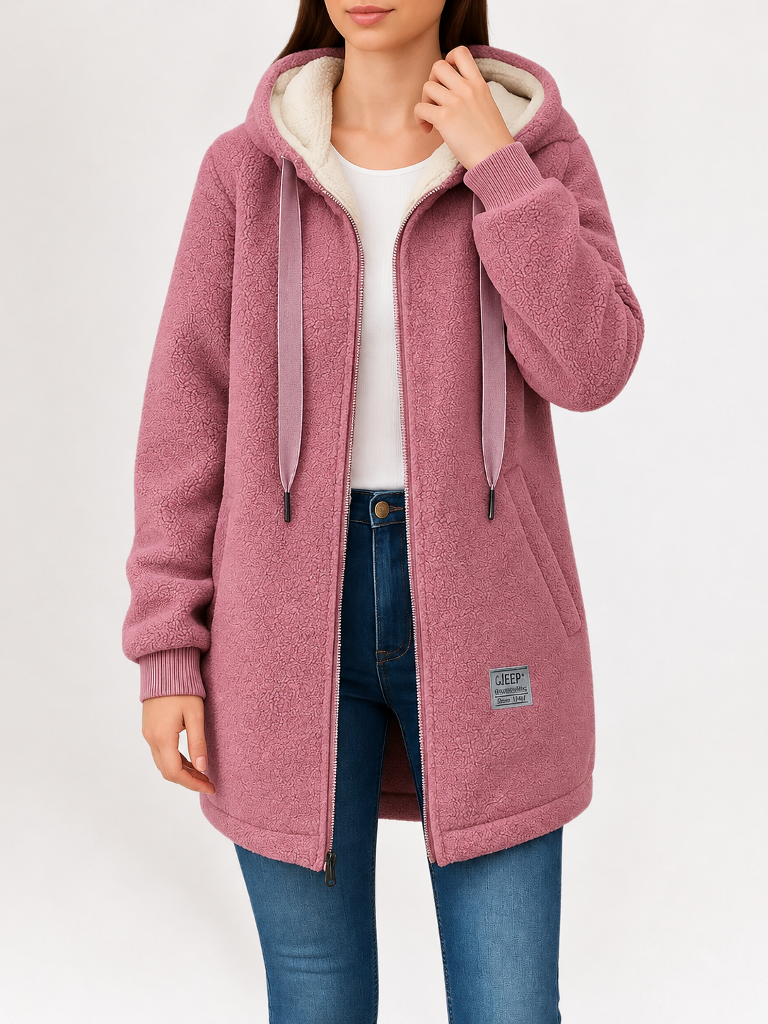 ELIZA & MAREN | HOODED ZIP FLEECE JACKET FOR WOMEN