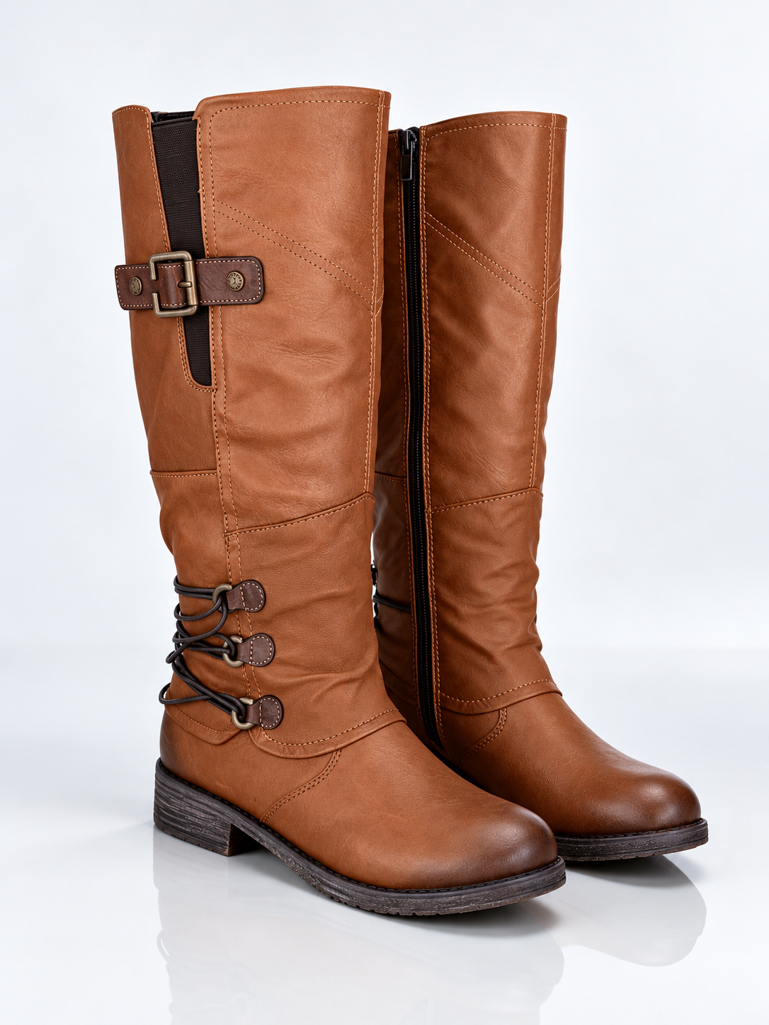 ELIZA & MAREN | CORD ACCENT RIDING BOOTS FOR WOMEN