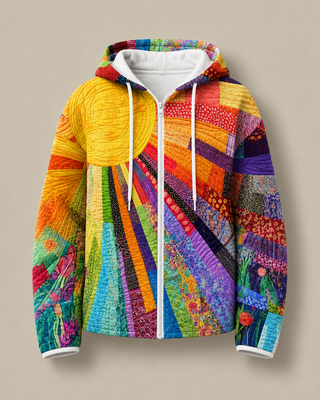 ELIZA & MAREN | SUNBURST PRINT ZIP HOODIE FOR WOMEN