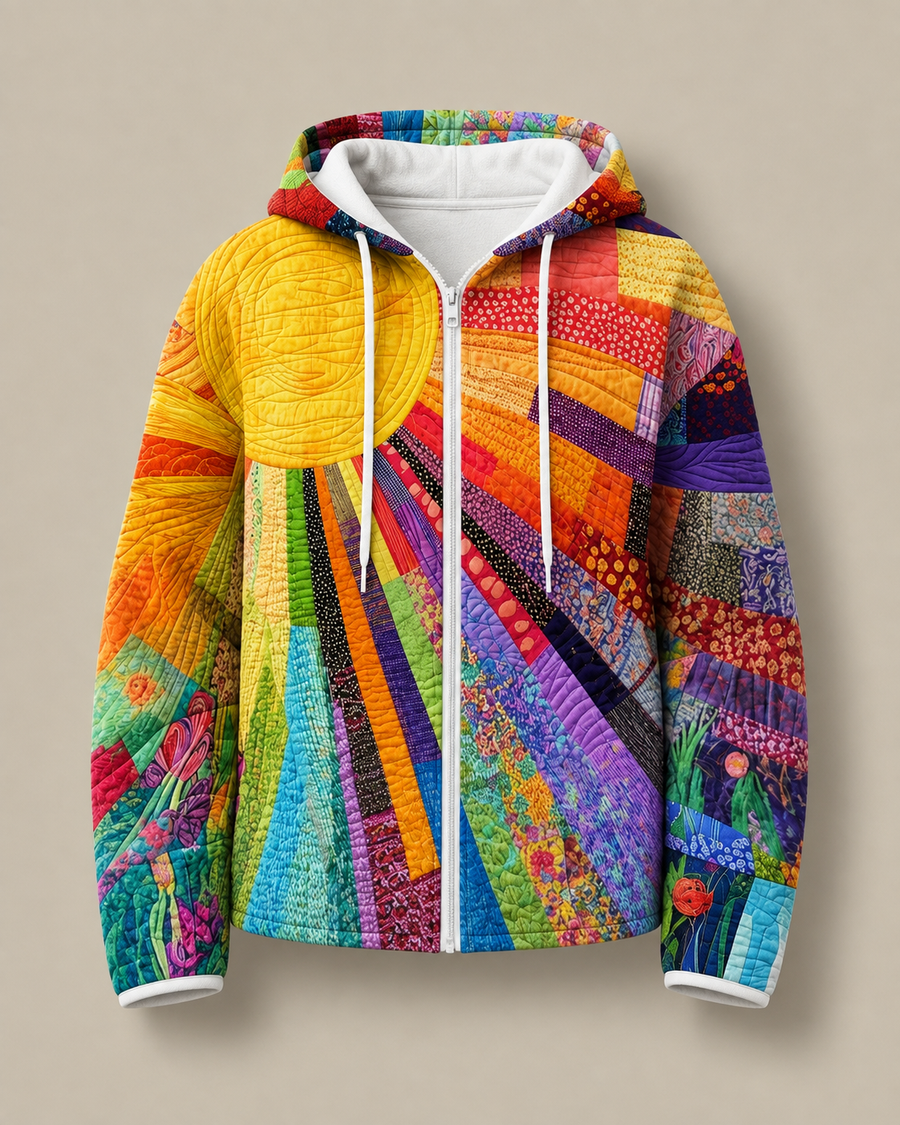 ELIZA & MAREN | SUNSHINE PRINT ZIP HOODIE FOR WOMEN