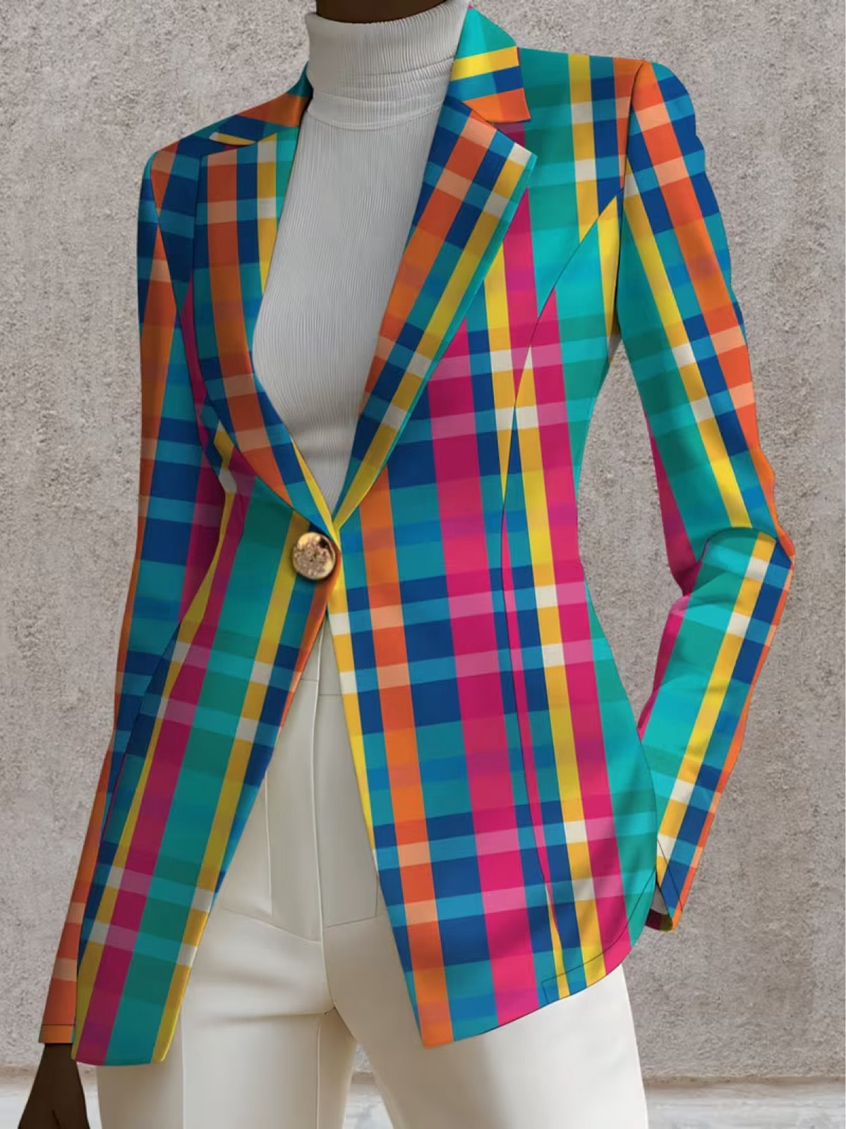 ELIZA & MAREN | RAINBOW PLAID BLAZER FOR WOMEN