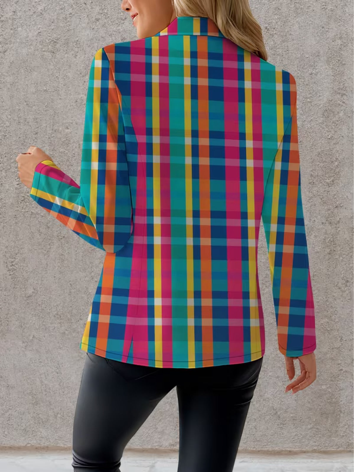 ELIZA & MAREN | RAINBOW PLAID BLAZER FOR WOMEN
