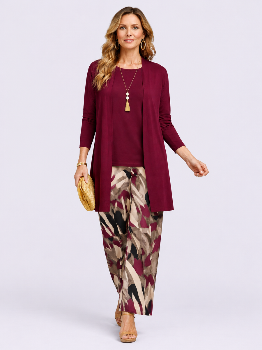 ELIZA & MAREN | FIAMMA PURPLE THREE-PIECE SET FOR WOMEN