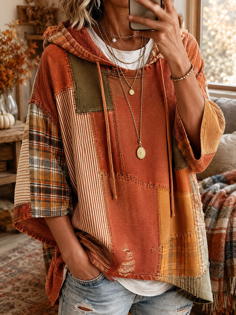 ELIZA & MAREN | RALUCA EARTH PATCHWORK HOODIE FOR WOMEN