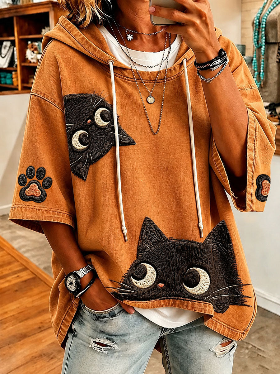 ELIZA & MAREN | IOANA CAT PRINT HOODIE FOR WOMEN