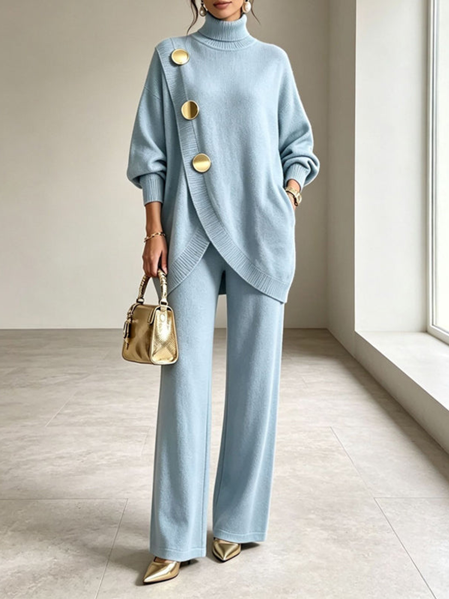 ELIZA & MAREN | TURTLENECK KNIT PANTS SET FOR WOMEN