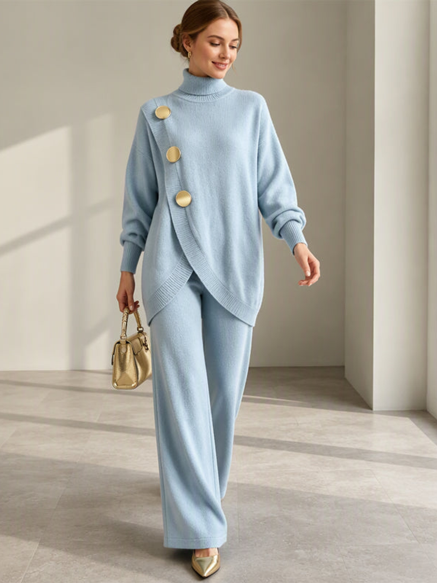 ELIZA & MAREN | TURTLENECK KNIT PANTS SET FOR WOMEN