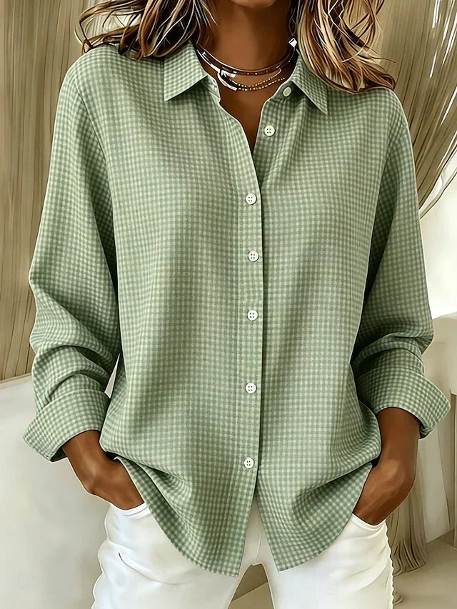 ELIZA & MAREN | GINGHAM BUTTON-DOWN BLOUSE FOR WOMEN