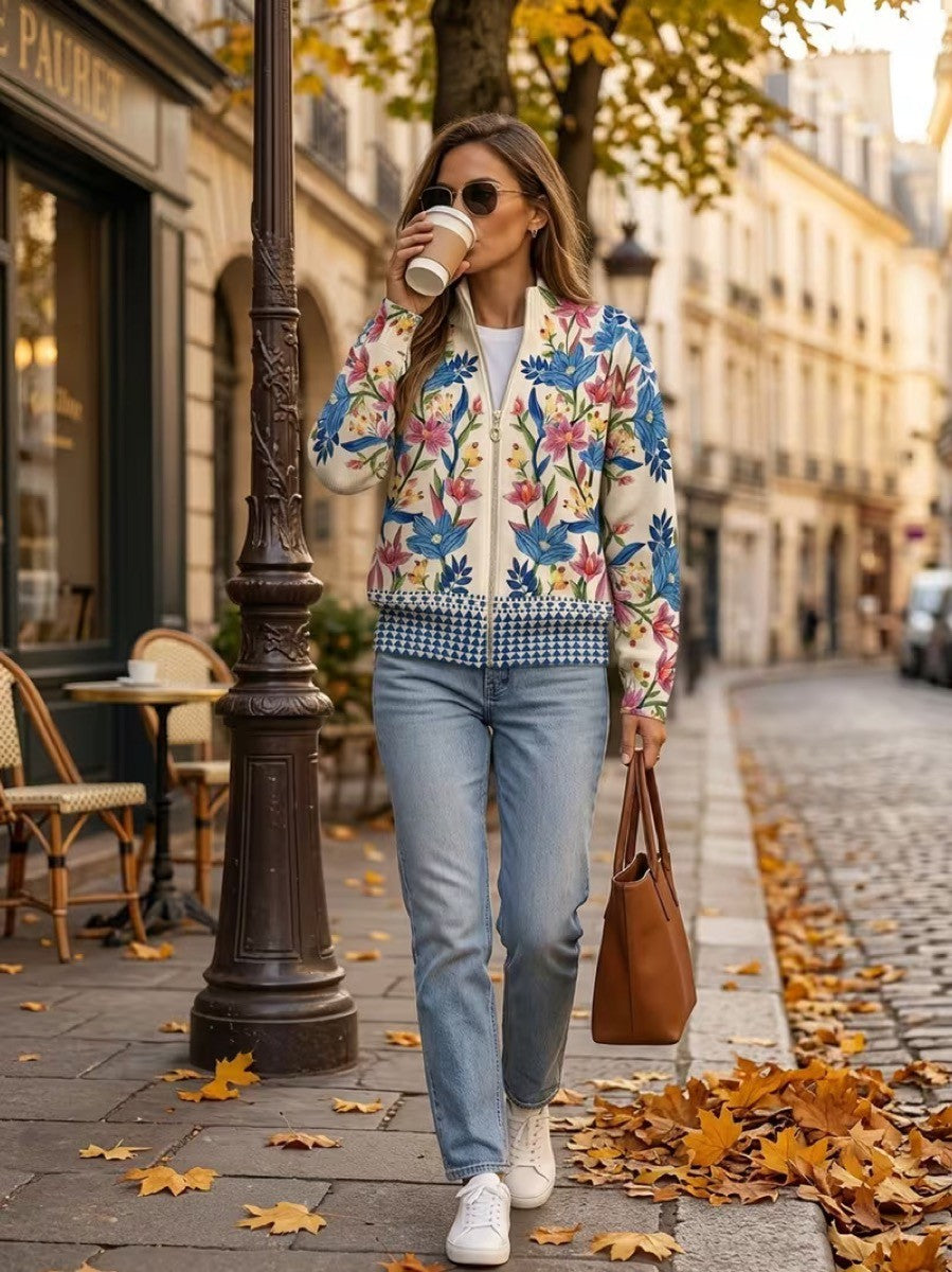 ELIZA & MAREN | BOTANICAL GARDEN ZIP CARDIGAN FOR WOMEN