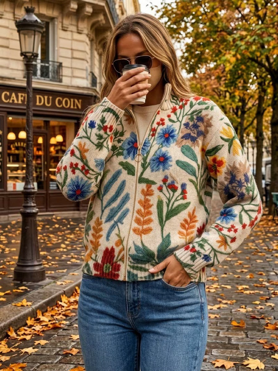 ELIZA & MAREN | BOTANICAL GARDEN ZIP CARDIGAN FOR WOMEN