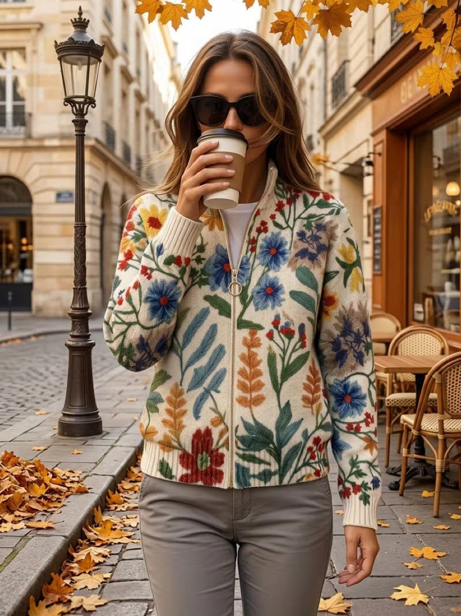 ELIZA & MAREN | BOTANICAL GARDEN ZIP CARDIGAN FOR WOMEN