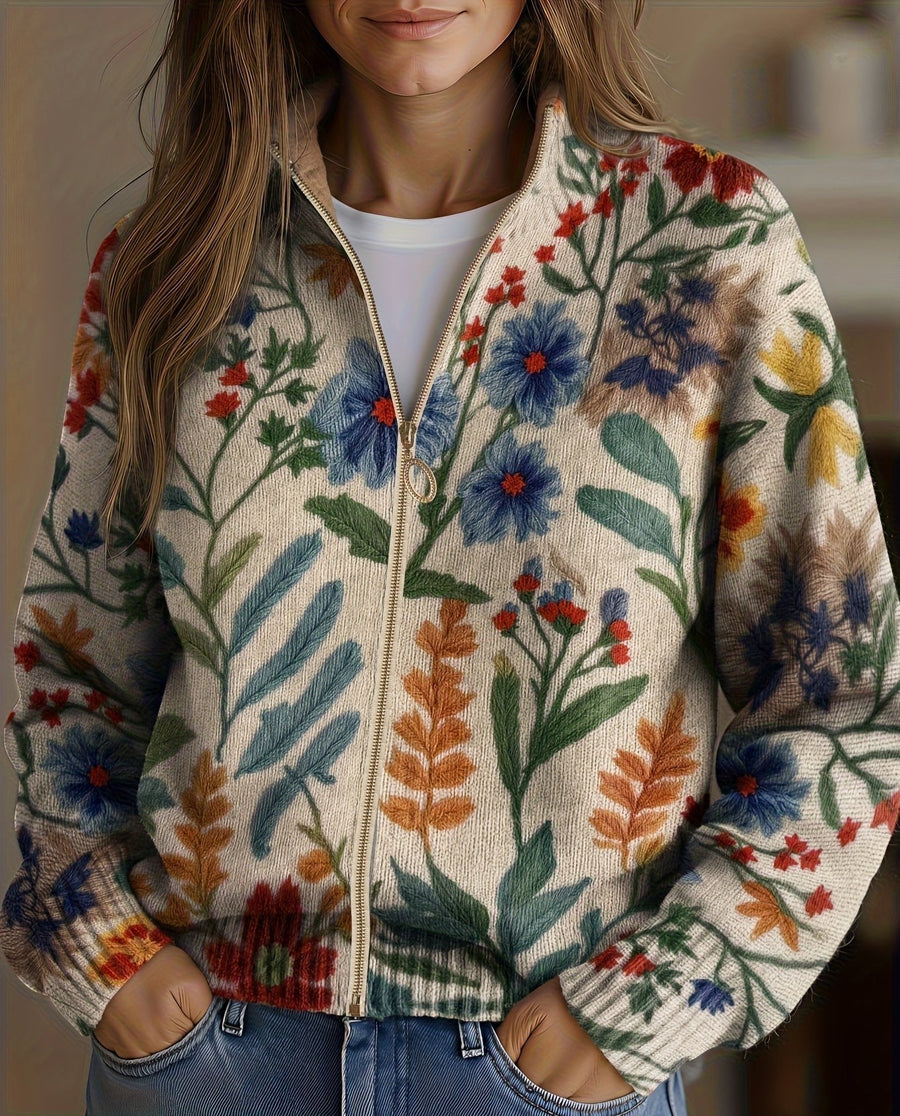 ELIZA & MAREN | BOTANICAL GARDEN ZIP CARDIGAN FOR WOMEN