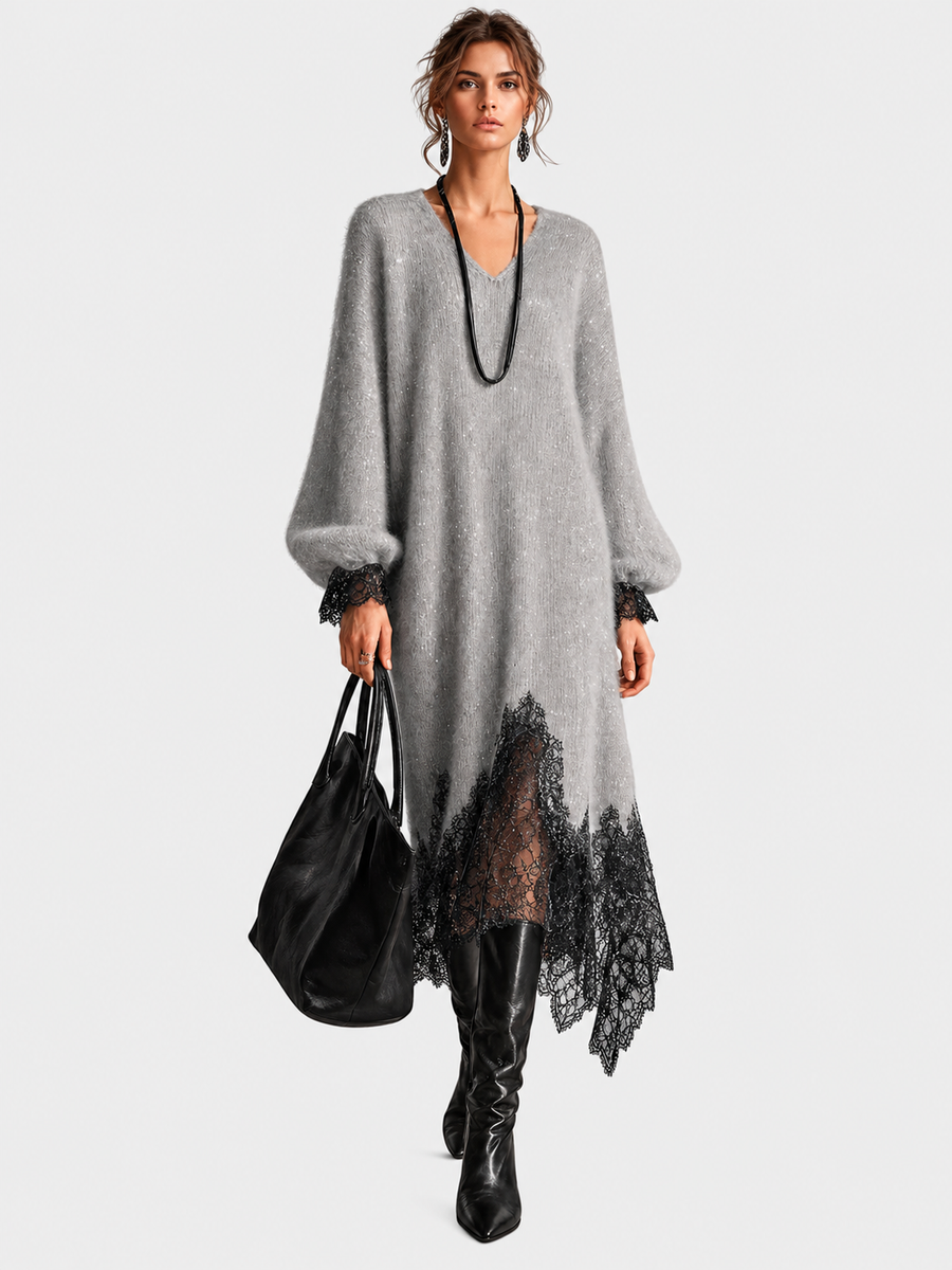 ELIZA & MAREN | GLITTER KNIT LACE DRESS FOR WOMEN