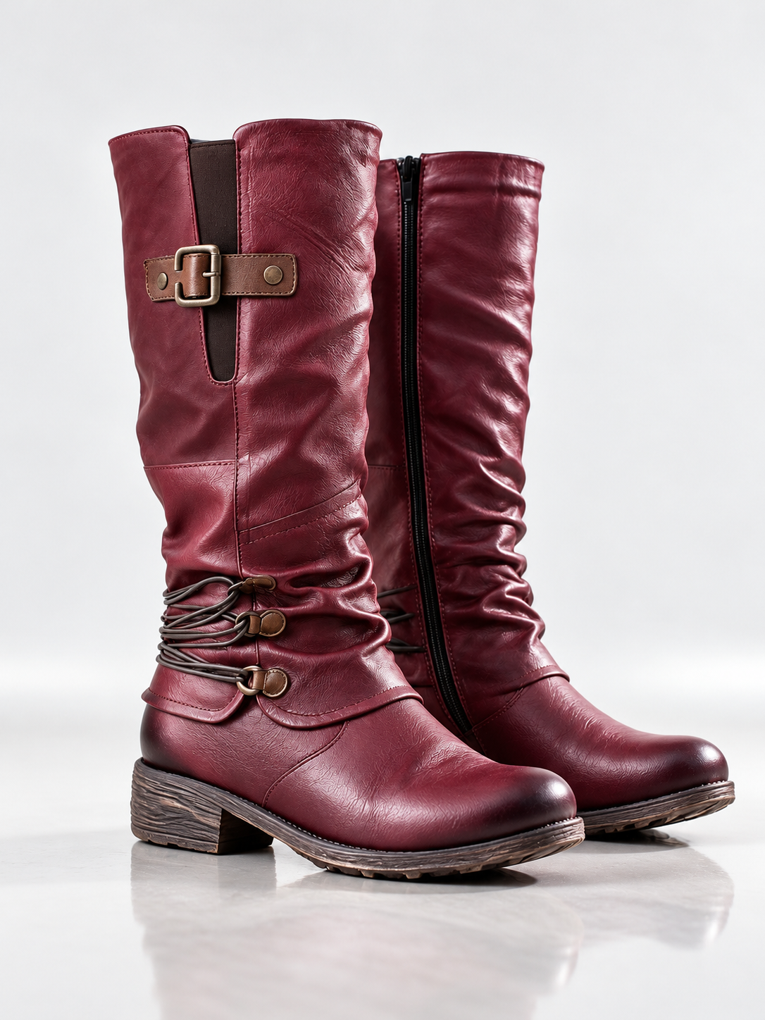 ELIZA & MAREN | CORD ACCENT RIDING BOOTS FOR WOMEN