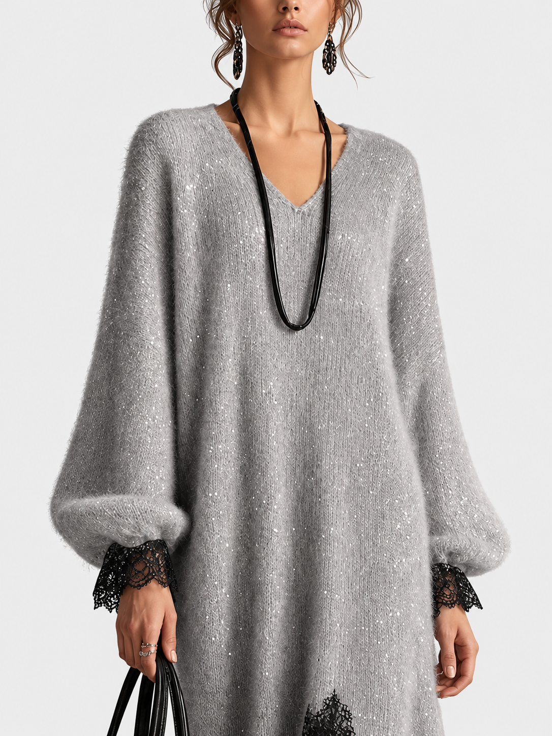 ELIZA & MAREN | GLITTER KNIT LACE DRESS FOR WOMEN