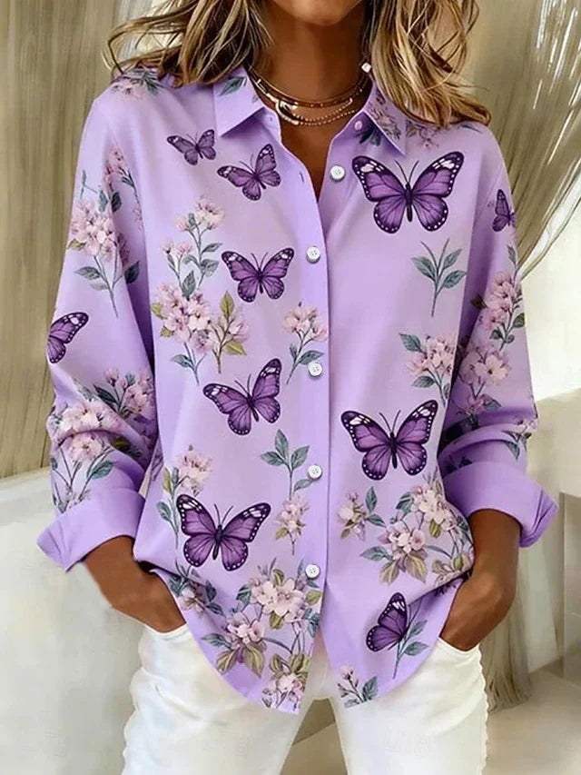 ELIZA & MAREN | BUTTERFLY PRINT BLOUSE FOR WOMEN