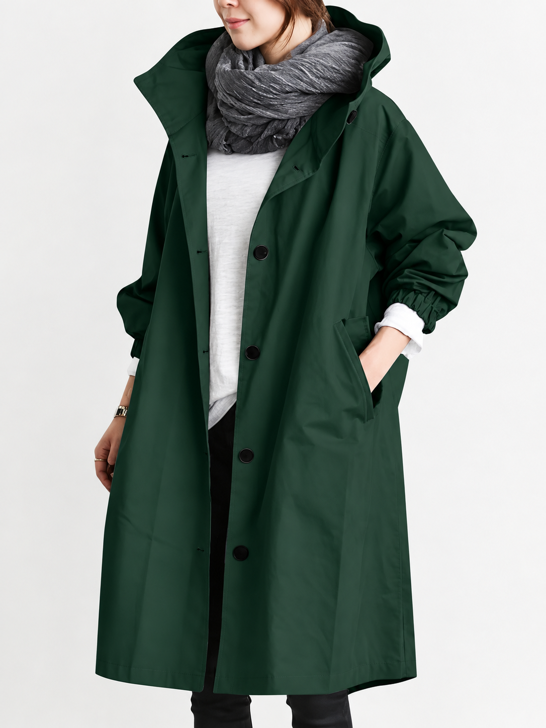 ELIZA & MAREN | LONG HOODED TRENCH COAT FOR WOMEN