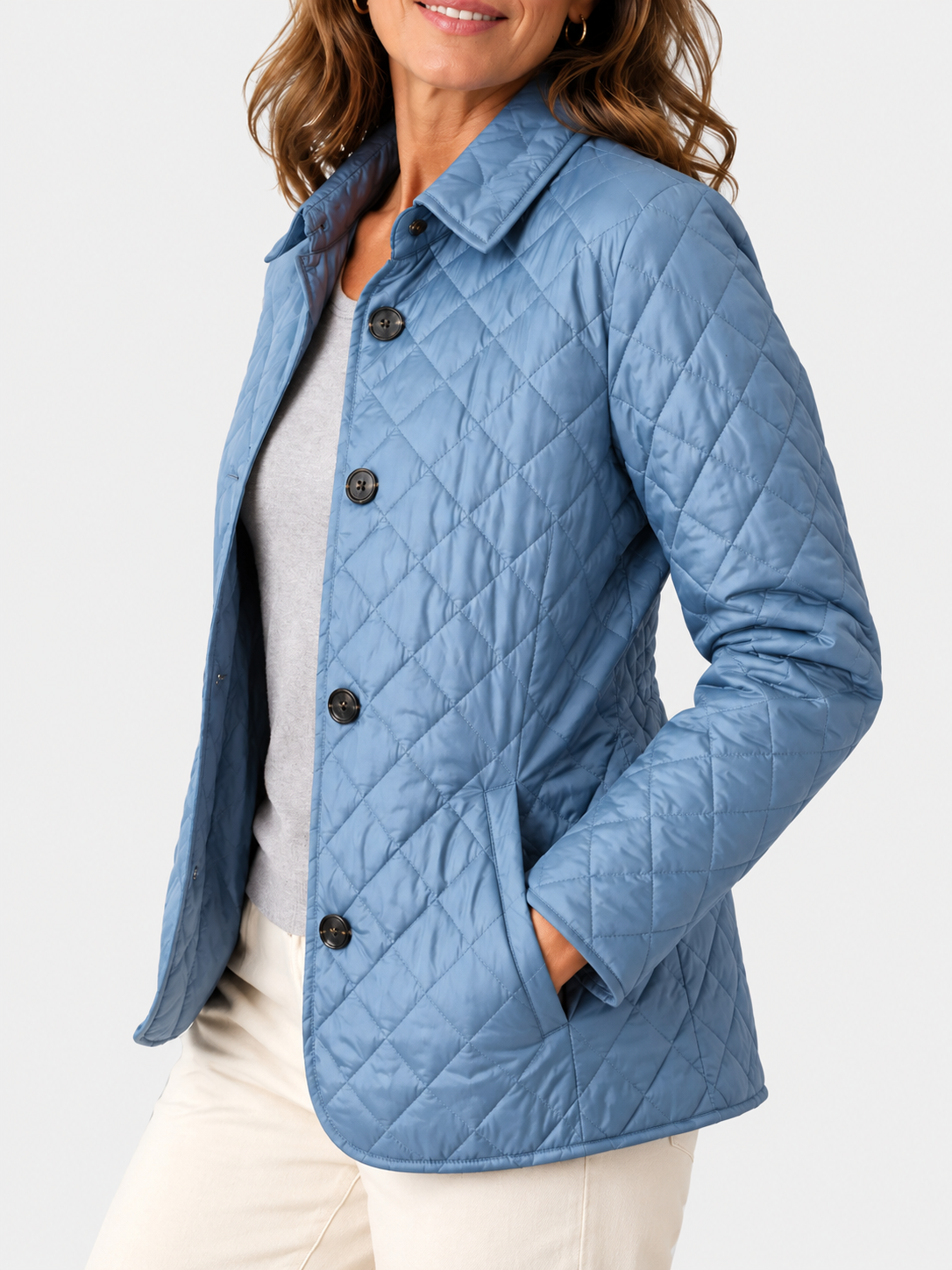 ELIZA & MAREN | BLUE DIAMOND QUILTED JACKET FOR WOMEN