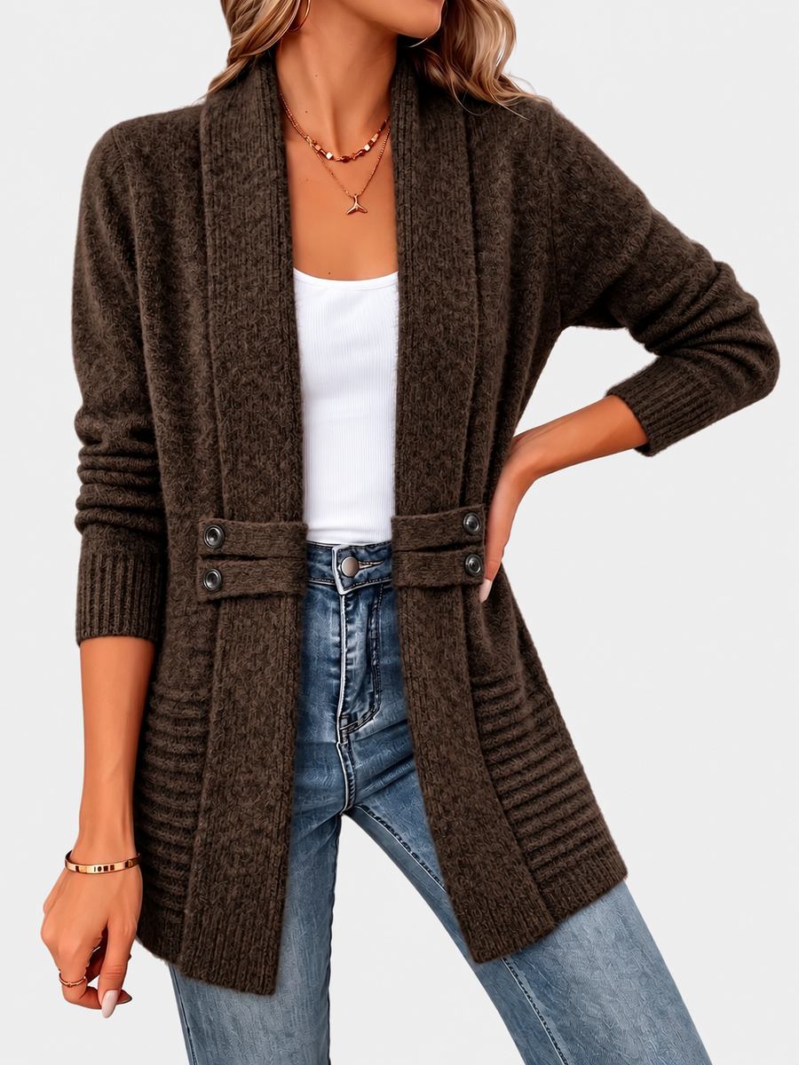 ELIZA & MAREN | BROWN BELTED WAIST CARDIGAN FOR WOMEN