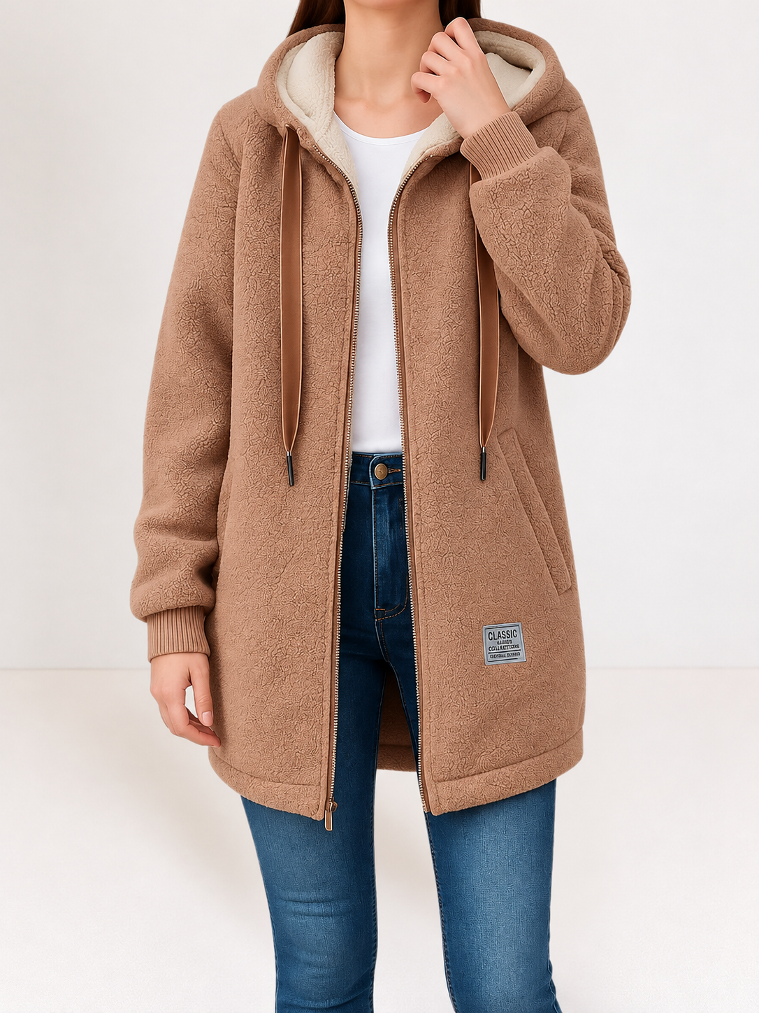 ELIZA & MAREN | HOODED ZIP FLEECE JACKET FOR WOMEN