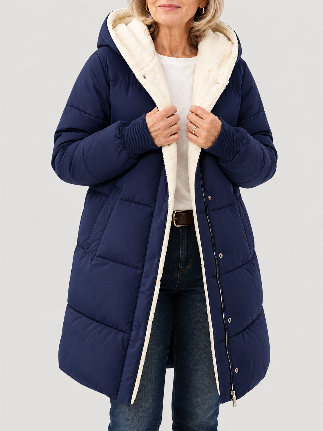 ELIZA & MAREN | LONG PADDED HOODED COAT FOR WOMEN