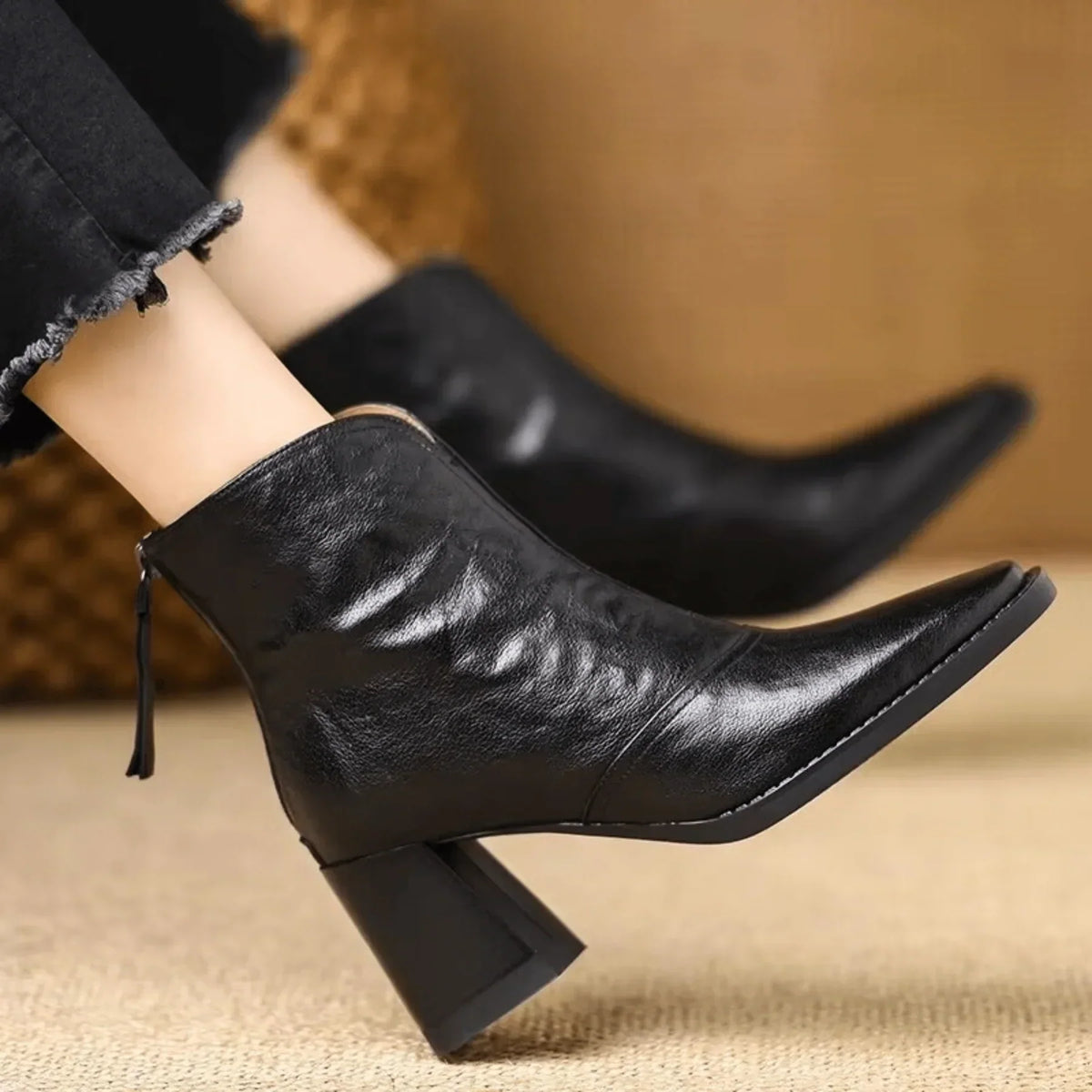 ELIZA & MAREN | SQUARE HEEL ANKLE BOOTS FOR WOMEN